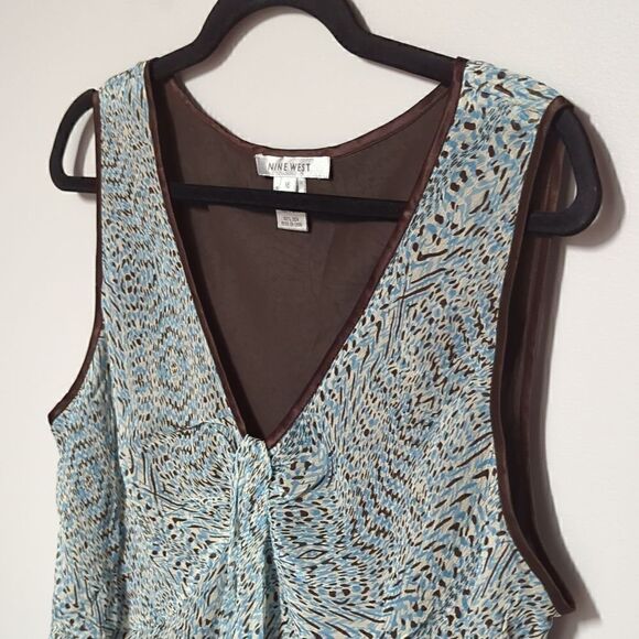 NWT Nine West Blue V Neck Tank Top - Picture 2 of 5